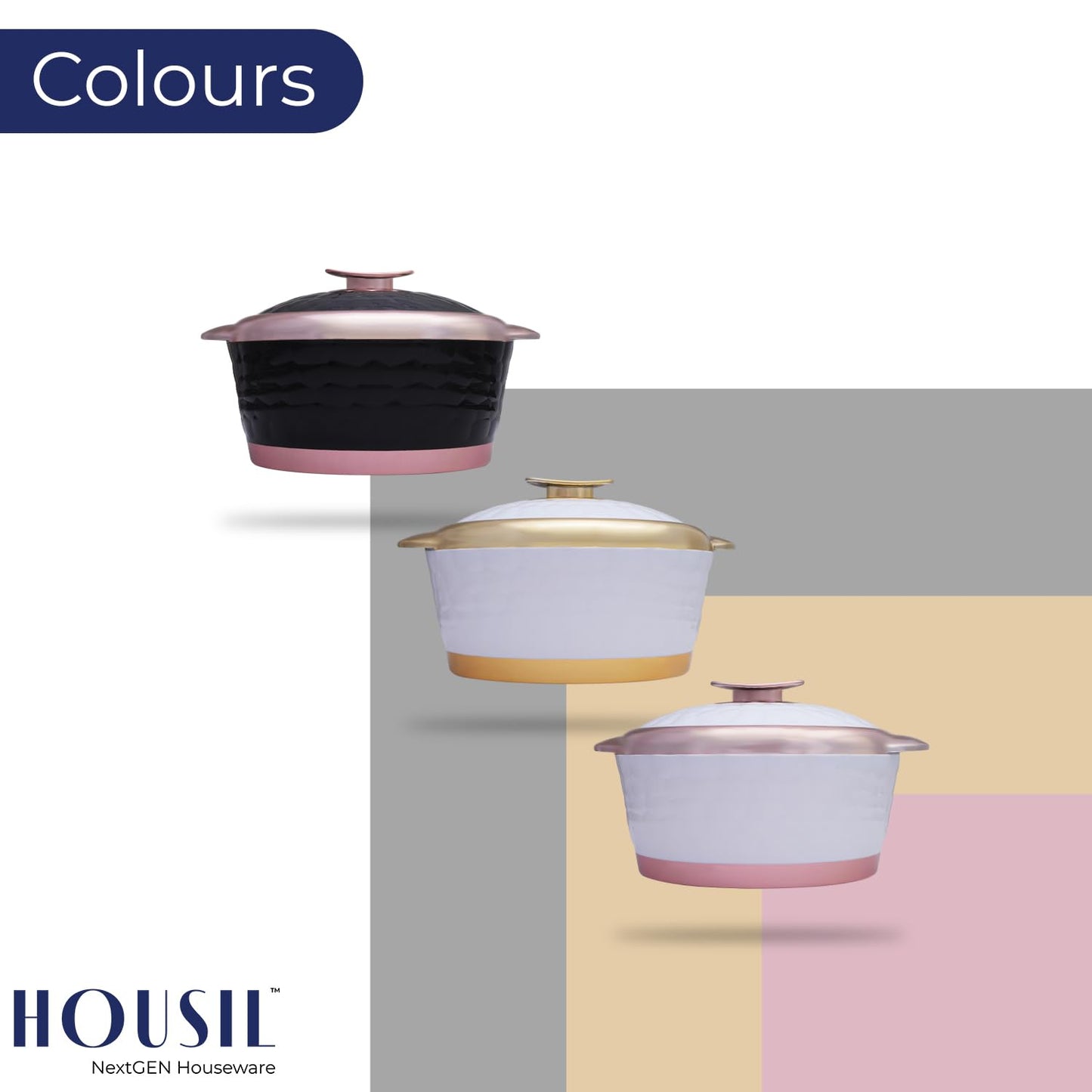 HOUSIL Inner Stainless Steel Casserole, Emerald Double Wall Insulated Hot Pot for Roti, Serving Bowl, Serving Set for Meal, Hotpot Roti Box for Kitchen (White - Yellow, 3000 Ml)