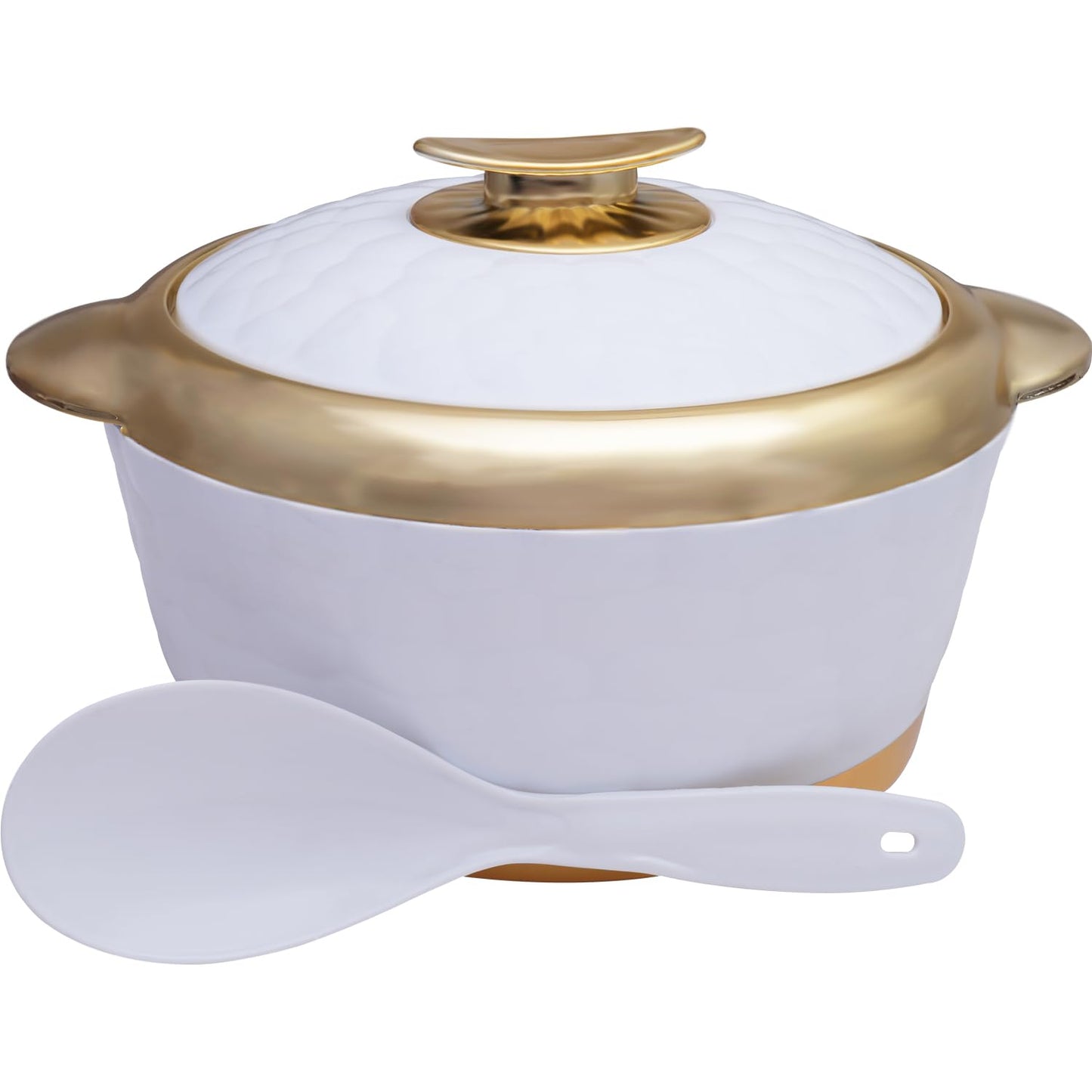 HOUSIL Inner Stainless Steel Casserole, Emerald Double Wall Insulated Hot Pot for Roti, Serving Bowl, Serving Set for Meal, Hotpot Roti Box for Kitchen (White - Yellow, 3000 Ml)