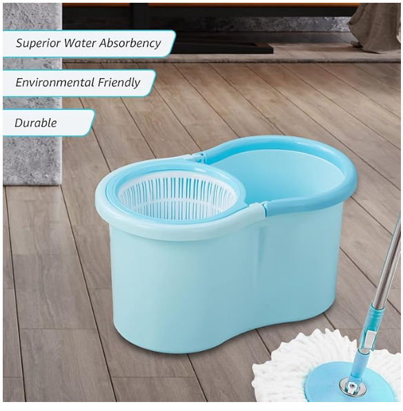 Magic Spin Mop 360° Rotating Pole & Bucket Wet & Dry Mop Set