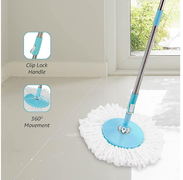 Magic Spin Mop 360° Rotating Pole & Bucket Wet & Dry Mop Set