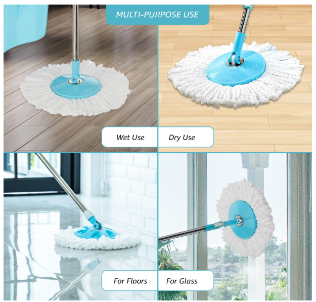 Magic Spin Mop 360° Rotating Pole & Bucket Wet & Dry Mop Set