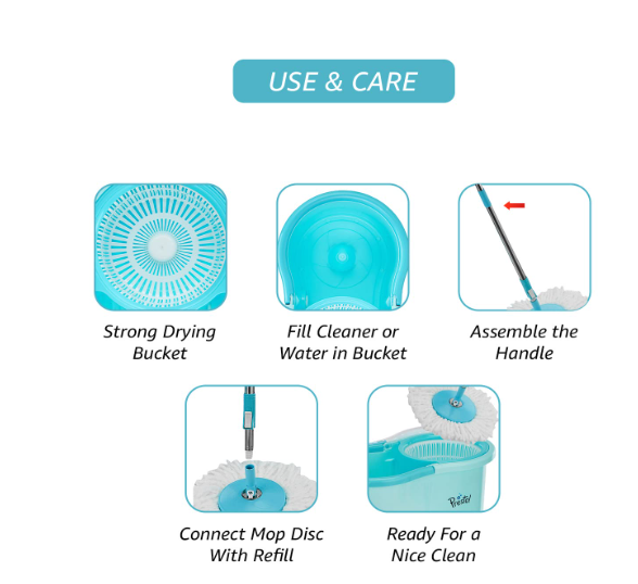 Magic Spin Mop 360° Rotating Pole & Bucket Wet & Dry Mop Set