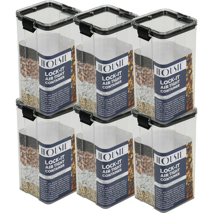 Housil Lock-It Airtight Container for Kitchen Storage Set of 6, Air Tight Containers for Home and Fridge, Plastic Boxes and Kitchen Accessories Items for Storage organizers, Plastic Storage Jars1700ml