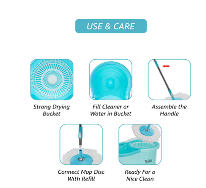 Magic Spin Mop 360° Rotating Pole & Bucket Wet & Dry Mop Set